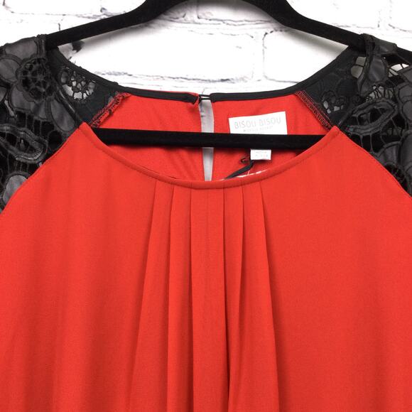 Bisou Bisou Peplum Elastic Waist Crochet Lace Pleated Round Neck Sheer Blouse 3X - Picture 4 of 16